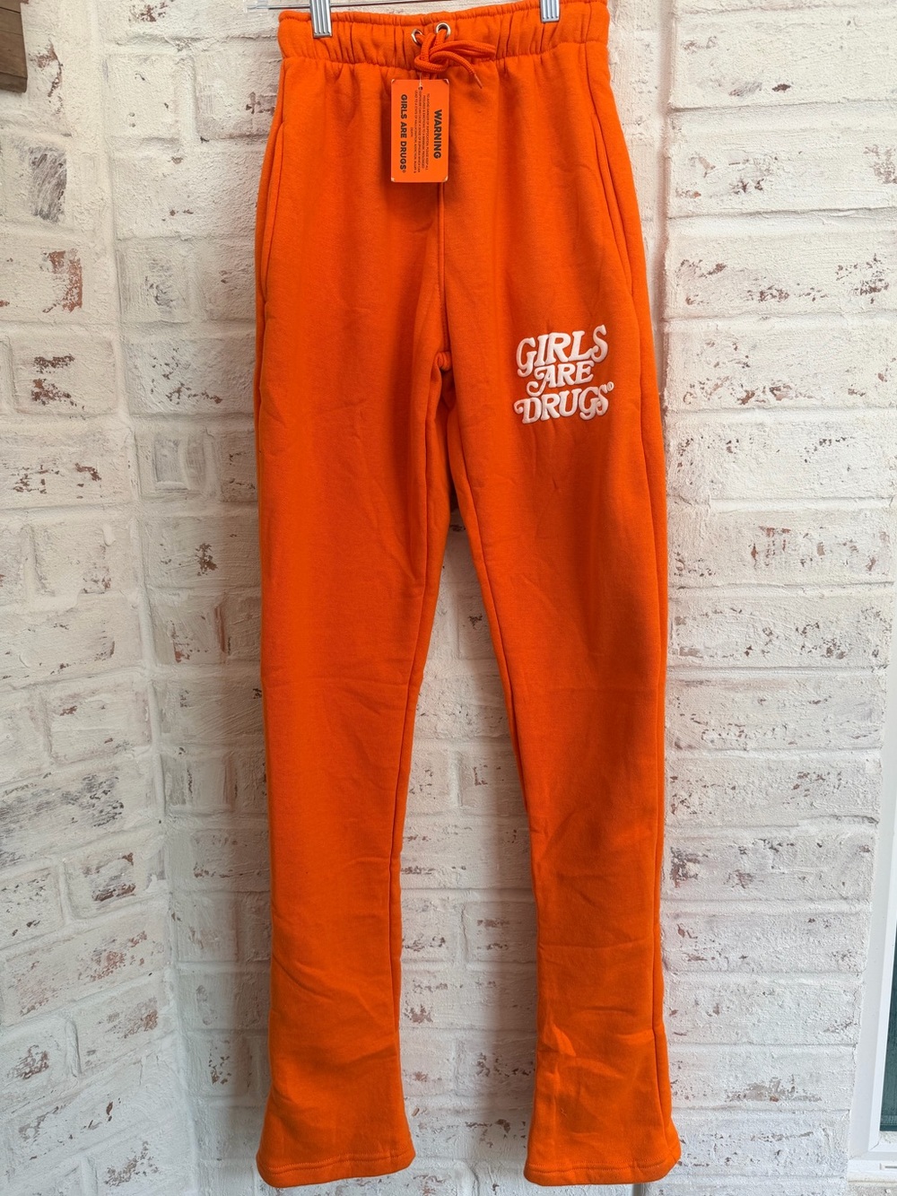 Girls Are Drugs 🧡 Orange Kick Flare Sweatpants Size M NWT 34” Inseam